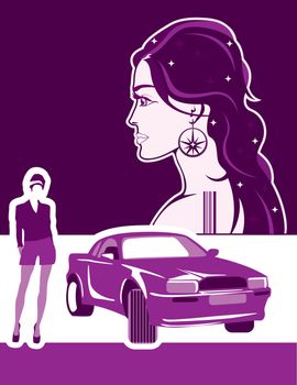 Thin girl driver vector illustration clip-art image
