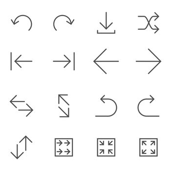 Set of Linear Arrow icons. Universal Arrow icon to use in web and mobile UI, Arrow basic UI elements set - Vector Iconic Simple Line
