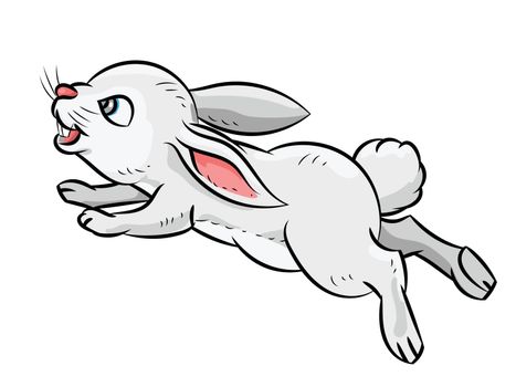 Illustration of Jumping smile Rabbit Isolated on white background. Children's illustration. Vector.

