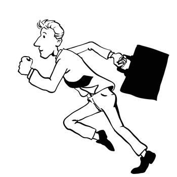 Illustration of Businessman running, a hand drawing of a businessman holding a briefcase running in a hurry. Vector Hand drawn Illustration,