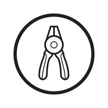 Linear Round nose pliers icon, Fix tools iconic symbol inside a circle, on white background. Vector Iconic Design.