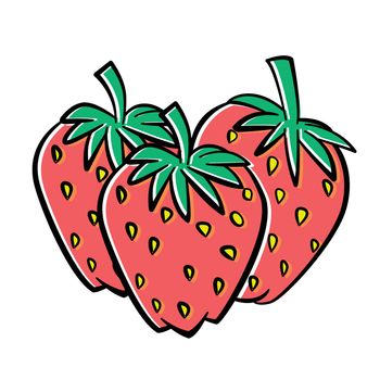 Illustration of strawberry, isolated on white background- Vector Illustration