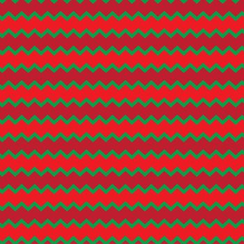Pattern in zigzag. Classic chevron seamless pattern with red and green jagged stripes. Vector illustration, background, template.