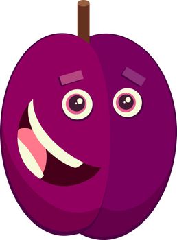 Cartoon Illustration of Plum Fruit Food Object Character