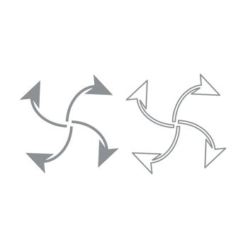 Four arrows in loop from center icon. It is grey set .