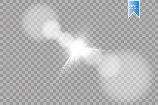 Vector transparent sunlight special lens flare light effect. Sun flash with rays and spotlight. eps 10