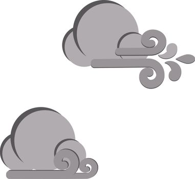 Gray blizzard icon isolated on white background. Weather forecast symbol with blow and clouds in flat style for apps or websites.
