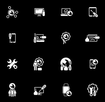 Repair Service and Maintenance Icons Set. Isolated Illustration.