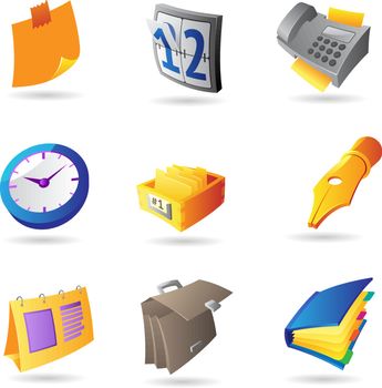 Icons for office and stationery. Vector illustration.