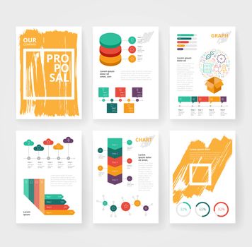 Business brochure design template with infographics. Vector illustration.