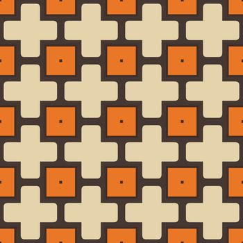 Seamless illustrated pattern made of abstract elements in beige, orange and dark brown