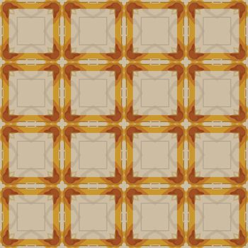 Seamless illustrated pattern made of abstract elements in beige, brown orange and red