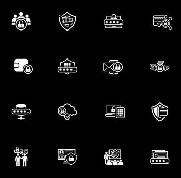 Flat Design Protection and Security Icons Set. Isolated Illustration.