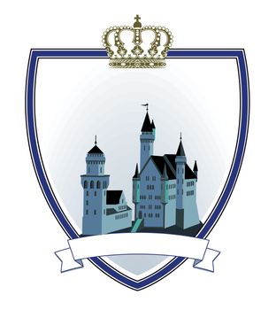 Castle emblem shield with crown