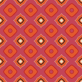 Seamless illustrated pattern made of abstract elements in beige,pink, orange and black