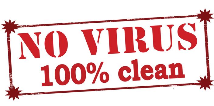 Rubber stamp with text no virus one hundred percent clean inside, vector illustration