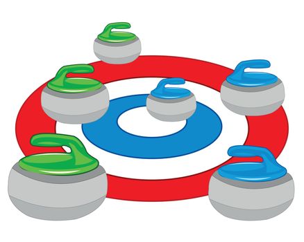 Atheletic play curling circles and atheletic projectile