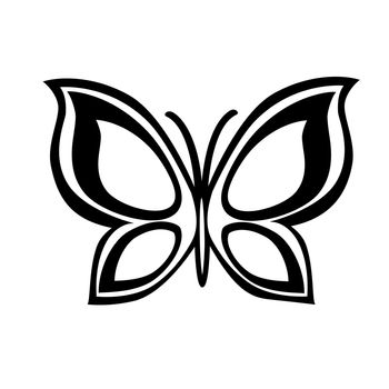 Abstract monochrome butterfly isolated on a white background. Vector illustration for sketches, stencils. Tattoo.