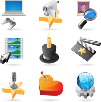 Vector concept icons for media. Illustrations for document, article or website.