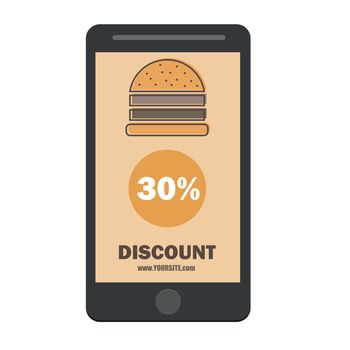 fast food burger coupon discount template flat design - smartphone discount icon