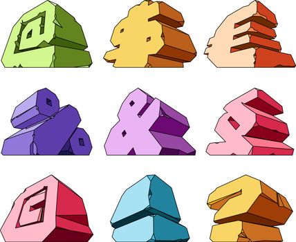 Multicolored alphabet: symbols. Vector ilustration.