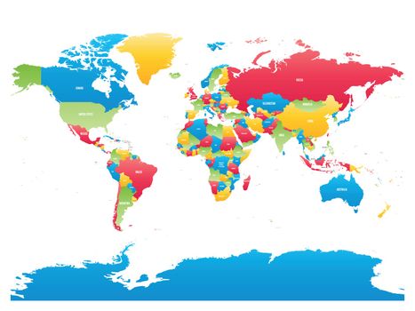 Colorful high detailed map of World. Vector illustration.