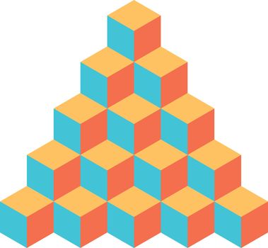 Pyramid of cubes. 3D vector illustration isolated on white background.