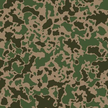 Seamless camouflage pattern with mosaic of abstract stains. Military and army camo background in green or khaki shade.