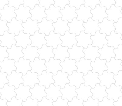 Seamless background of curved hexagons. Looks like puzzle od stars. Simple abstract pattern vector background in white with thin grey outline.