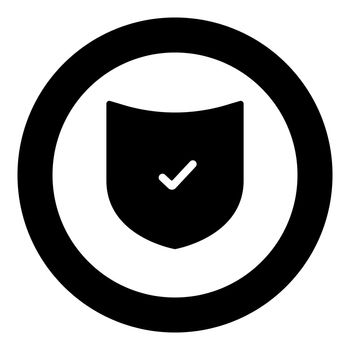 Shield the black color icon in circle or round vector illustration