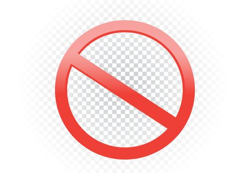 Red forbid symbol template on white transparent background.. Empty ban sign mockup.