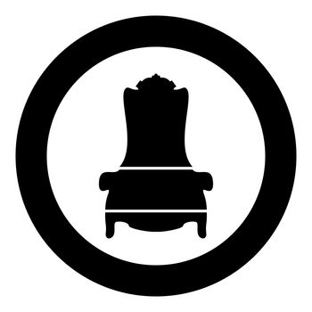Throne icon black color in circle vector illustration