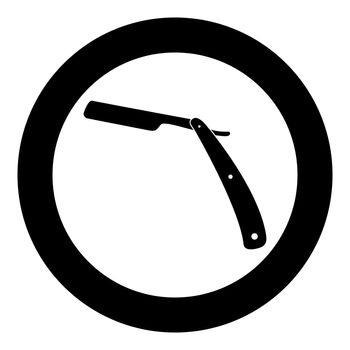 Straight razor black icon in circle vector illustration isolated flat style .