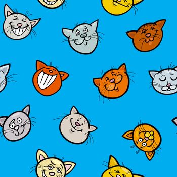 Cartoon Illustration of Cats Animal Characters Wallpaper or Seamless Wrapping Paper Design