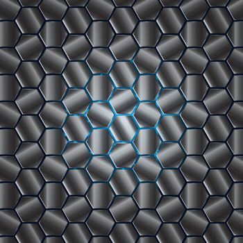 hexagon background shiny metallic blue light
