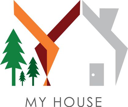 home and trees logo for property or housing business