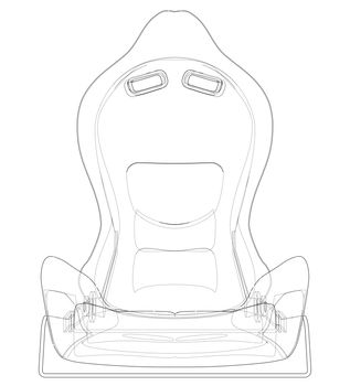 Car seat outlined vector rendering of 3d. The layers of visible and invisible lines are separated