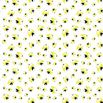 white seamless pattern with yellow fish. vector
