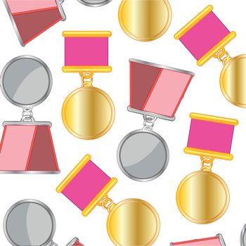 Awards order and medal decorative pattern on white background