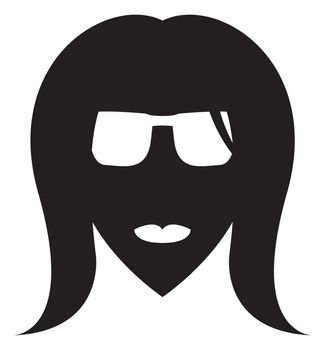 A silhouette of a woman's face in glasses isolated on a white background