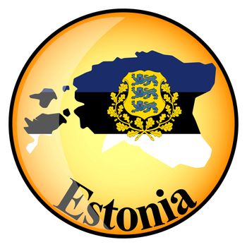 orange button with the image maps of button Estonia in the form of national flag