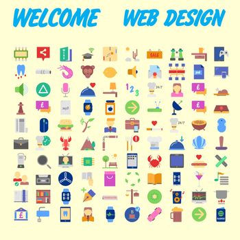 Flat seo optimization, business startup and essential, advertising, banking and finance icons set for website and mobile site and apps. Simple pictogram pack. Vector illustration