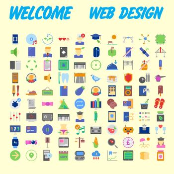 Flat seo optimization, business startup and essential, advertising, banking and finance icons set for website and mobile site and apps. Simple pictogram pack. Vector illustration