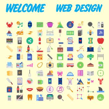 Icons online store. Base set in a flat style. multicolor on the color plate. Vector illustration