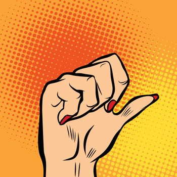 female fist and thumb. Pop art retro vector illustration kitsch vintage drawing