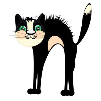 Cartoon pets animal black cat in pose