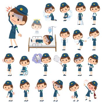 Set of various poses of Set of various poses of police Woman About the sickness