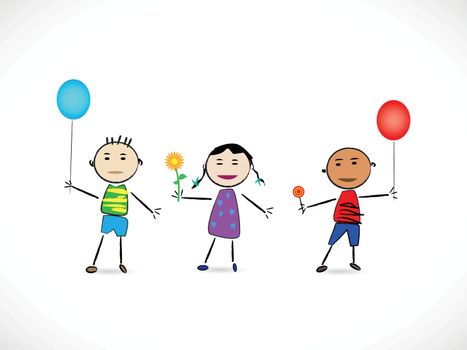 Illustration of three kids isolated on a white background.