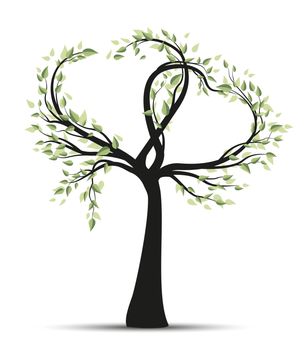 Vector illustration tree with branches in heart shape on white background