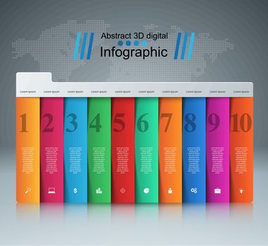 Business Infographics origami style Vector illustration. List of 10 items. 